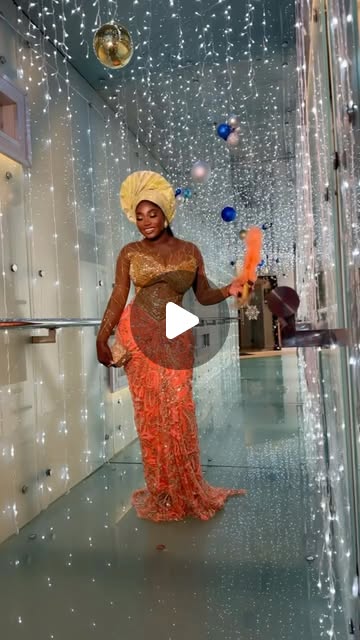 Editorial look in sparkling gown with headpiece