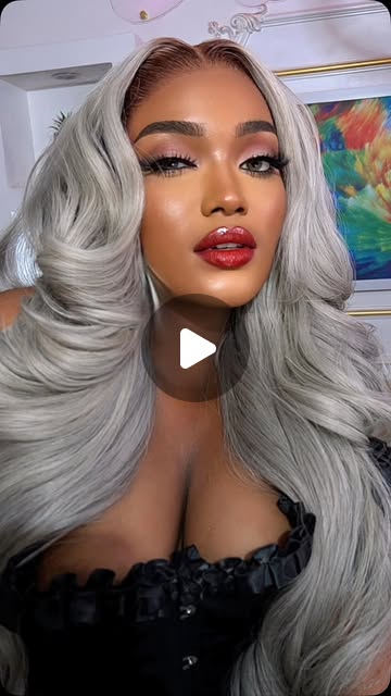 Glam portrait with pearl earrings and glossy lips